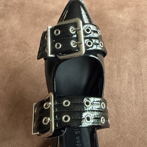 Madden Girl Black Patent Buckle Mary Jane Mules - Picture 3 of 3